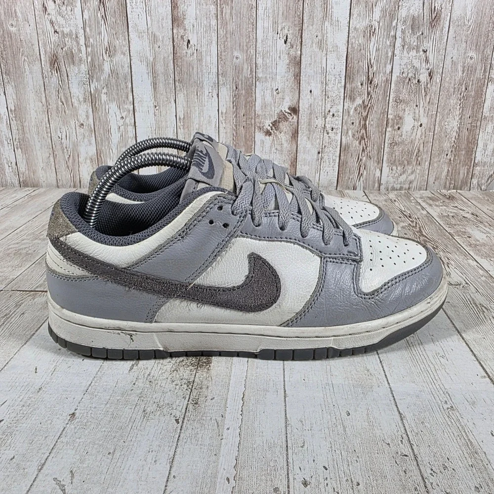 Nike Dunk Low Grey White Textured Swoosh Mens Sneakers FJ4188-100 Size 8